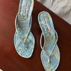 Manolo Blahnik Blue and Green Kitten Heels